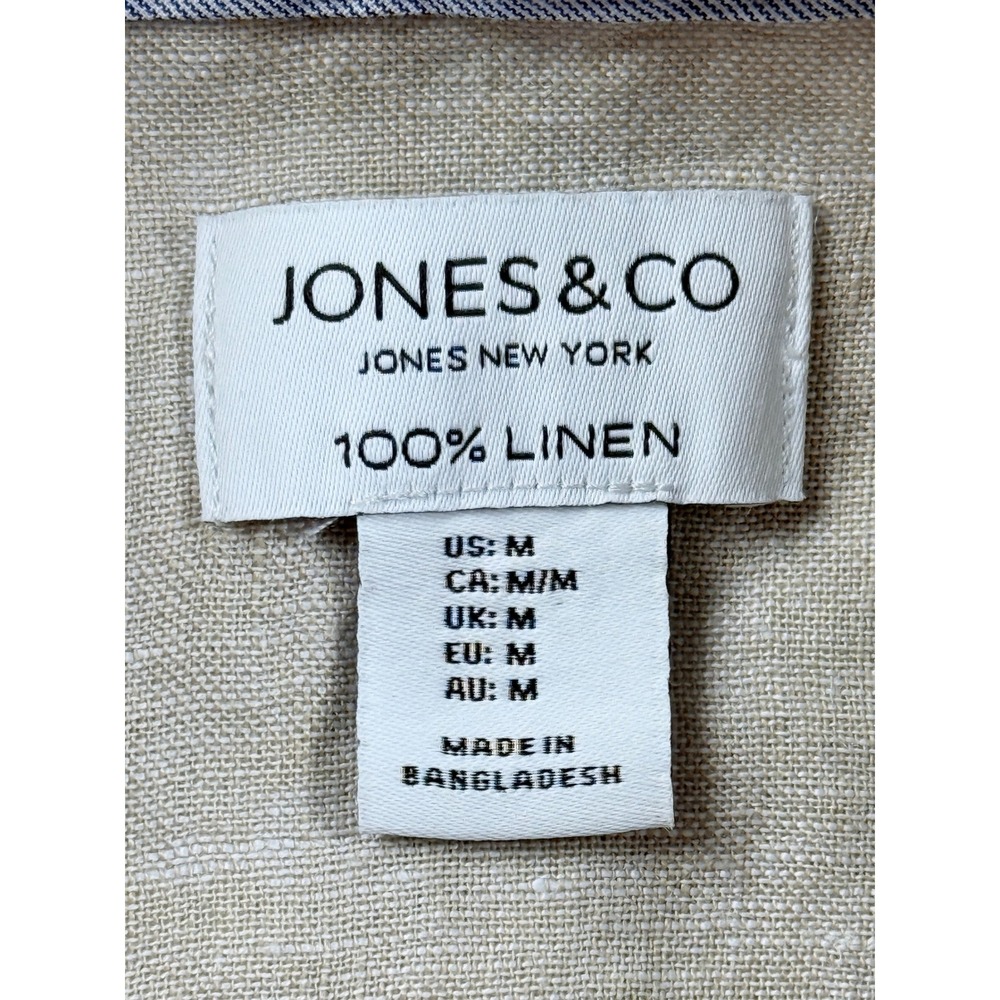 Jones & Co Jones New York Womens Trucker Jacket Medium 100% Linen Beige Oatmeal - Picture 8 of 13